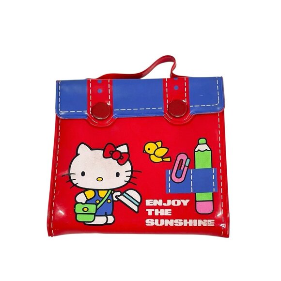 Vintage 1976 Sanrio Hello Kitty Red Vinyl Wallet Button Snap Close - Picture 1 of 5